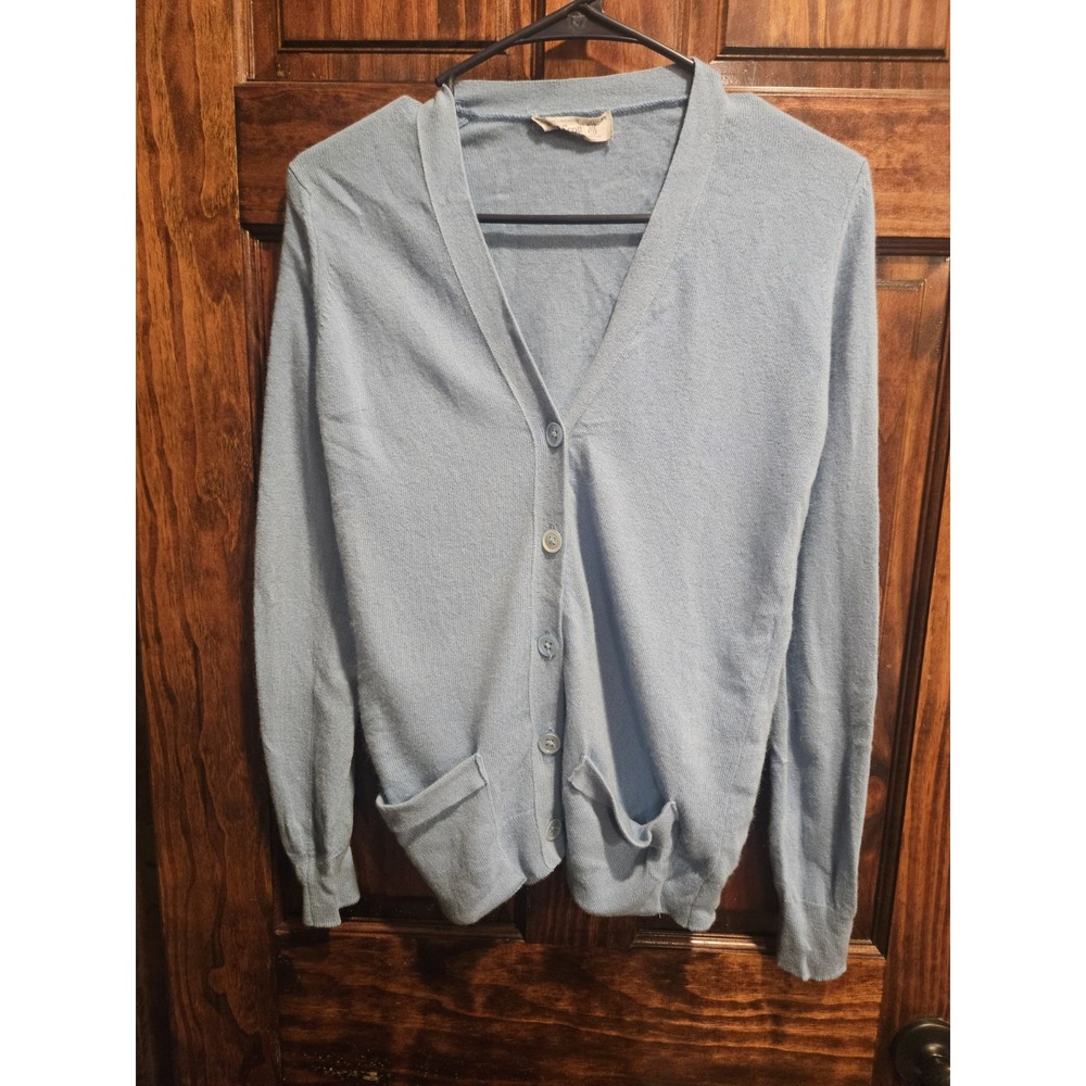 Lyle And Scott 70s 100% Scottish Cashmere Vintage Cardigan Blue Size 34 XS
